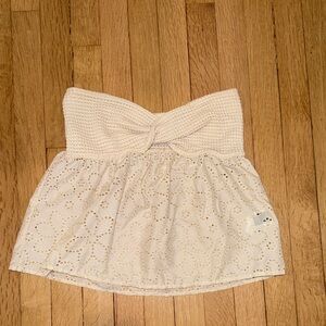 SHEIN Beige Eyelet Strapless Top